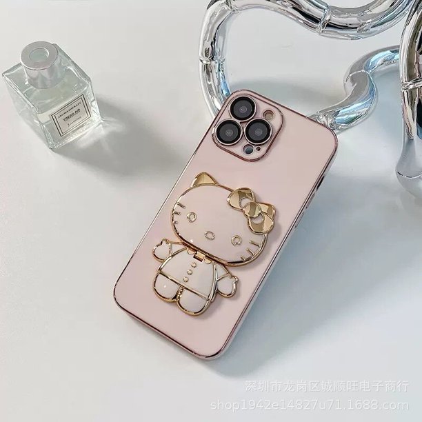 Funda de teléfono Hello Kitty a prueba de golpes, cubierta de espejo de maquillaje para IPhone 14 pro Max 13 pro Max 12 pro Max 11 pro Max X XR