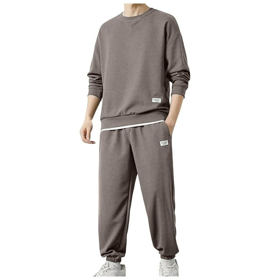 adviicd Men Tracksuit Men's Colorblock Sweatshirt and Sweatpants 2 Piece Casual Tracksuits Long Sleeve Pullover Jogging Sweatsuit Set (Coffee,XL)
