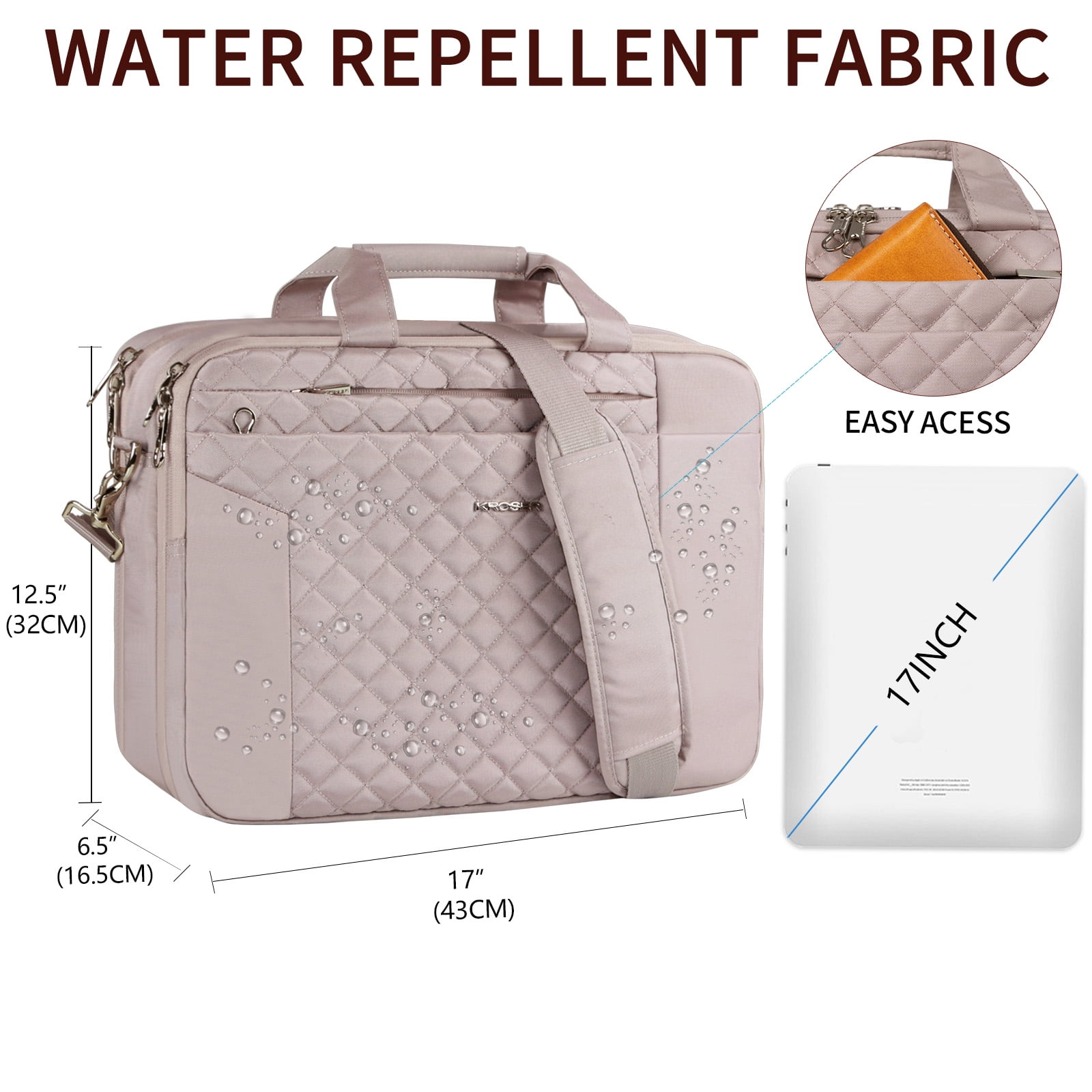 KROSER Laptop Bag 17" Briefcase Shoulder Bag Bussiness Carrying Handbag Laptop for Women and Men