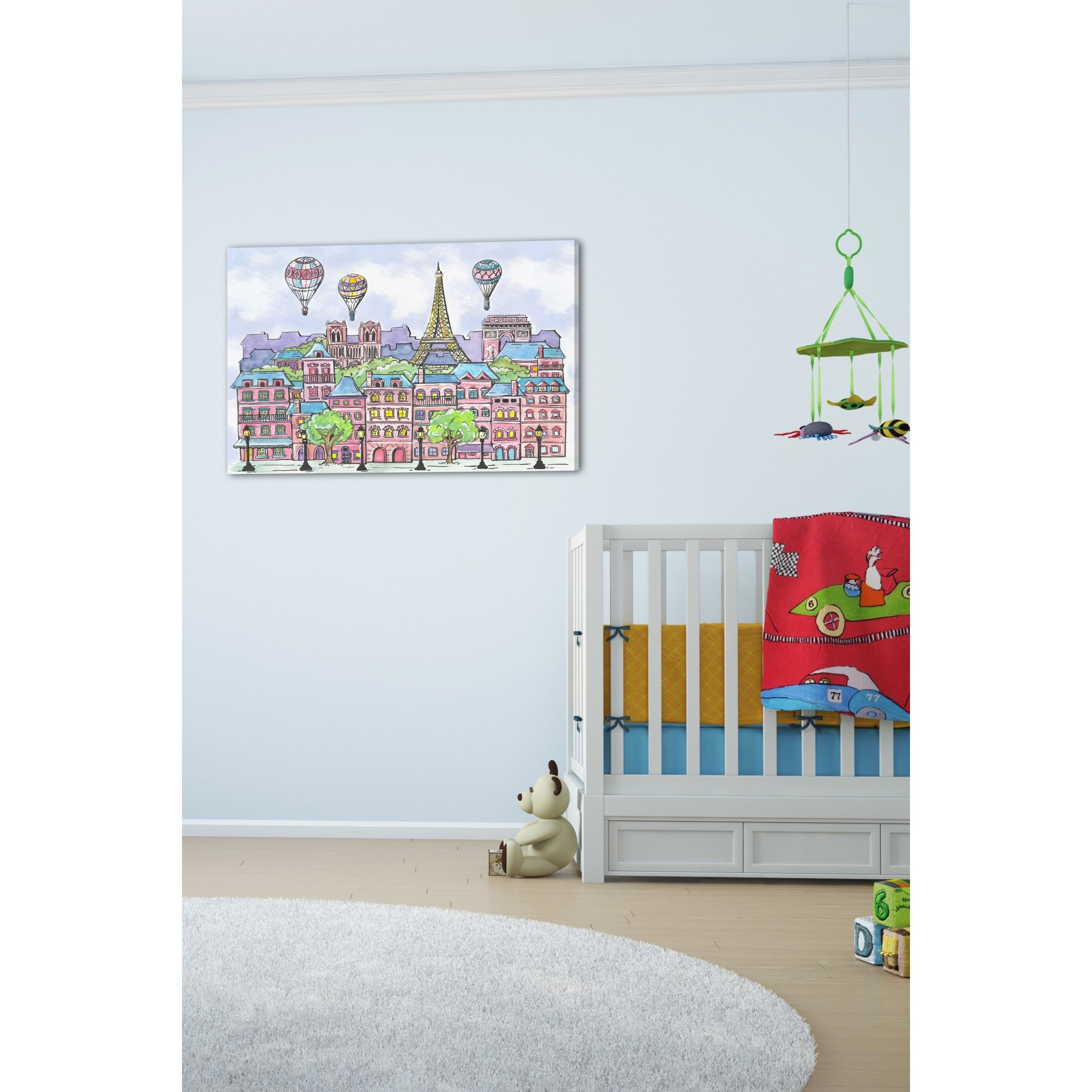 Marmont Hill "Paris Balloons" by Reesa Qualia Painting Print on Wrapped Canvas