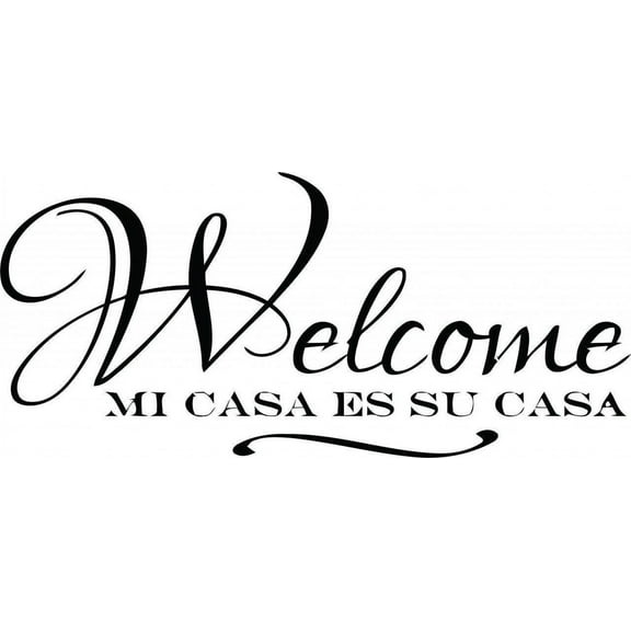 Vinyl Wall Quote Decals for Home - Spanish Welcome mi casa es su casa Stylish Wall Sticker for Easy Home Decoration - Size: 12 In x 24 In
