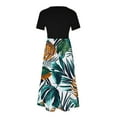 thumbnail image 4 of Nuoqisi Robes Maxi à Fleurs pour Femmes Longues Fluides Évasées à Manches Courtes Robe Élégante à Empiècements à Volants à Étages Robe Modeste pour l'Église, 4 of 5