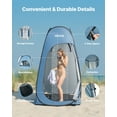 thumbnail image 5 of VEVOR Pop up Shower Tent, Instant Portable Privacy Tent Changing Room with Hanging Bag, Ground Stakes, Ropes, Carry Bag, 190T Polyester with Silver Coating, Quick Setup, for Camping, Beach, Fishing, 5 of 9