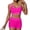 267#Hot Pink, variant on Women Two Piece Athletic Swimsuits Sporty Bikini Sets Color Block Sporty Crop Top with Boy Shorts Bathing Suits Black M
