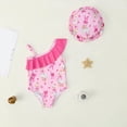 thumbnail image 2 of CAICJ98 Toddler Girl Swimsuit One Piece Print Bathing Suit for Baby Girl One Shoulder Ruffle Beach Pool Summer Swimwear (Pink,2-3 Years), 2 of 4