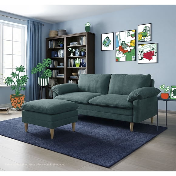 Sofá Cama Makora Remmy Olivo Velvet Memory Foam con Respaldo Reclinable