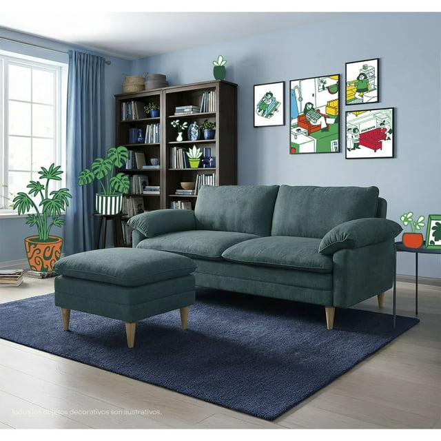Sofá Cama Makora Remmy Olivo Velvet Memory Foam con Respaldo Reclinable