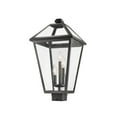 thumbnail image 5 of Z-Lite Talbot 3 Light 23" Clear Glass Steel Outdoor Lamp Post Fixture in Black, 5 of 5