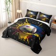 thumbnail image 3 of meiyoeat Splash Baseball Quilt King for Men Boys, Paint Art King Coverlet Set for Bedroom, Black, 3-Piece, 3 of 7
