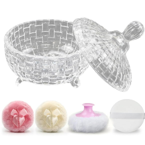 Set de bolsitas y recipientes para talco para bebés Jaxbo Glass Powder Puff