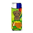 thumbnail image 1 of Koozies para latas delgadas Caroline's Treasures BB1978MUK Chocolate Labrador Día de San Patricio Multicolor, 1 of 1