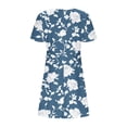 thumbnail image 7 of Smsaxvxz Women's Summer Dresses Fashion Floral Printed V Neck Short Sleeve Slim Waist Casual Flowy Hem Knee High Beach Vacation Sundress Navy M, 7 of 7