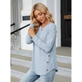 thumbnail image 4 of Women'S Round Neck Long Sleeve Tops, Autumn and Winter 2025 Loose Button Down Blouses Light Blue XXL, 4 of 8