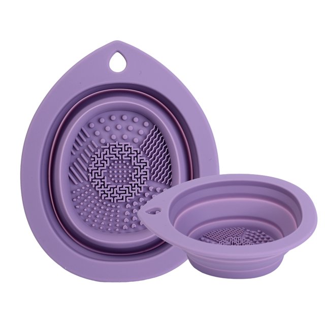 Nuevo limpiador de brochas de maquillaje de silicona, cuenco de limpieza plegable con borlas para polvos, cuenco de lavado plegable de silicona tipo gota de agua, tanto en seco como en húmedo