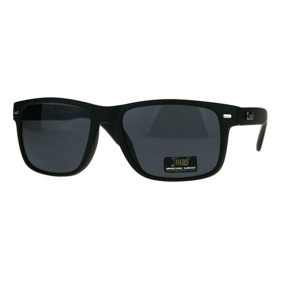 Locs Mens OG Rectangular Classic Horn Rim Sport All Black Sunglasses
