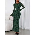 thumbnail image 3 of PRETTYGARDEN Women's Floral Bodycon Maxi Dress Fall Elegant Mesh Long Sleeve Formal Wedding Guest Cocktail Dresses, 3 of 8
