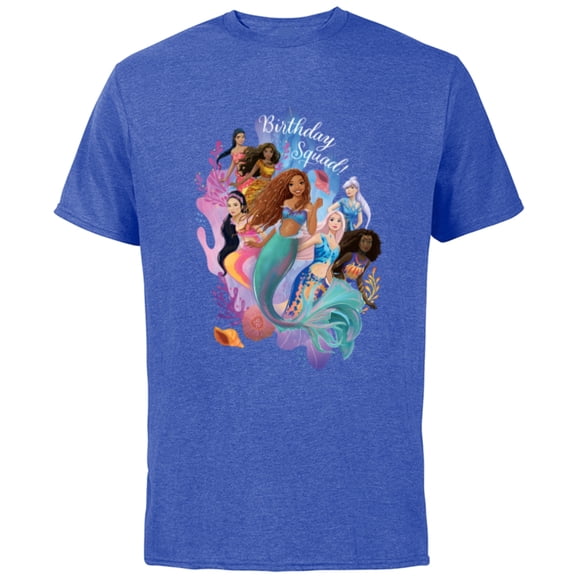 Disney Little Mermaid Ariel Friends & Family Birthday Squad - Short Sleeve Cotton T-Shirt for Adults - Customized-Royal Heather