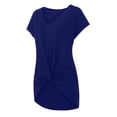 thumbnail image 7 of Womens Tunic Tops to Wear with Leggings V Neck Short Sleeve Pleated Blouses Twist Front Business Casual Tops for Women, 7 of 7