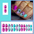 thumbnail image 1 of Ongles Carrés Courts Faux Éléments Roses pour Plage Été T1d8, 1 of 1