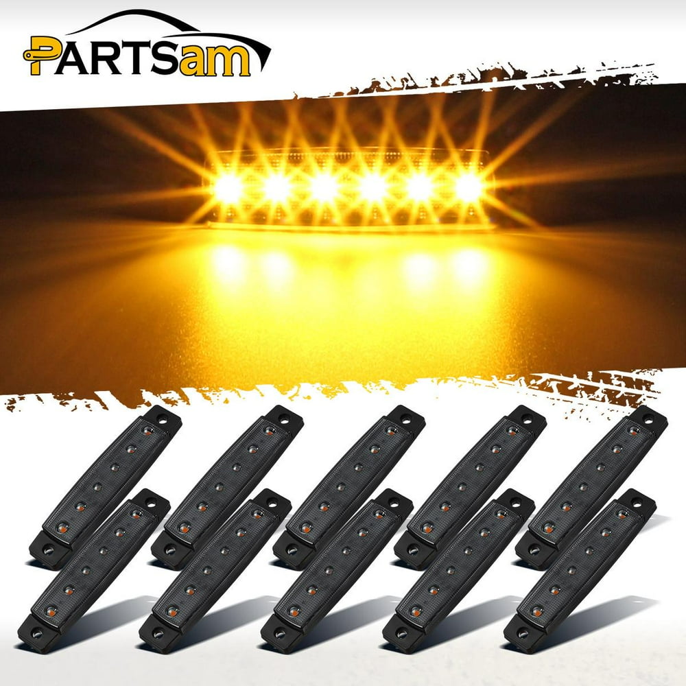 Partsam 10Pcs 3.8" Thin Amber Led Side Marker Clearance indicator
