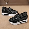 thumbnail image 4 of Dakaela Womens Slip on Platform Shoes Sequin Mesh Wedge Sneakers Breathable Ladies Casual Flats Black 7, 4 of 6