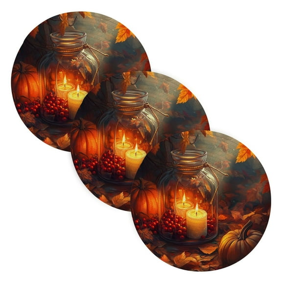 BZSMCE Mats for Pots,Pans Place Candle in Autumn Setting Simple Style Pattern Pot Mats