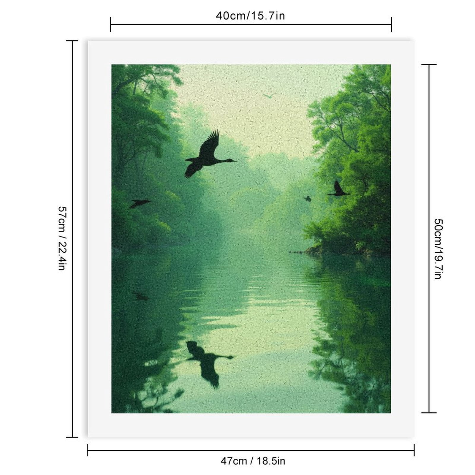 Paint By Numbers Kit for Adults Beginner - Tranquil River Birds Forest Reflections DIY Canvas Painting Kits for Adults, Frameless Paint By Number for Adults for Home Wall Decor 16x20 Inch