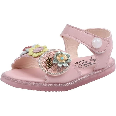 

Baby Girls Sandals Soft Hook Loop Rubber Sandals Floral Non-Slip Shoes Summer for Toddler/Little Kid/Big Kid