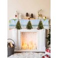 thumbnail image 2 of Christmas Tree Mantel Scarf Fireplace Decorations for Living Room, Summer Beach Palm Leaves Snowman Conch Starfish Fireplace Mantel Scarf Cover Runner for Thanksgiving/Christmas Decor 90"x17", 2 of 6