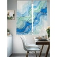 thumbnail image 4 of Turquoise Blue Marble Sheer Curtains 72 Inch Length 2 Panels Set Window Treatments, Abstract Art Modern Fluid Marble Rod Pocket Semi Curtains for Living Room/Bedroom/Kitchen Décor, 104"W x 72"L, 4 of 7