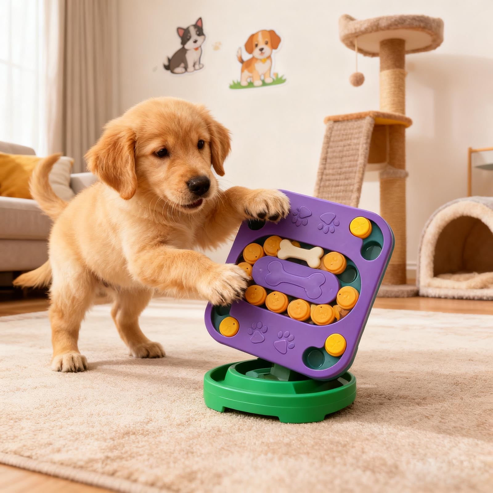 Interactive Puzzle Feeder Slow Food Bowl for Promotes Mental Stimulation and Safe Eating Solutions for Dogs Cats Indoor Use