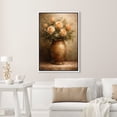thumbnail image 3 of Framed Canvas Print Wall Art Vase of Soft Rose Blooms Vintage Floral Botanical Art for Living Room, Bedroom, Office - 24"x36" WHITE, 3 of 7