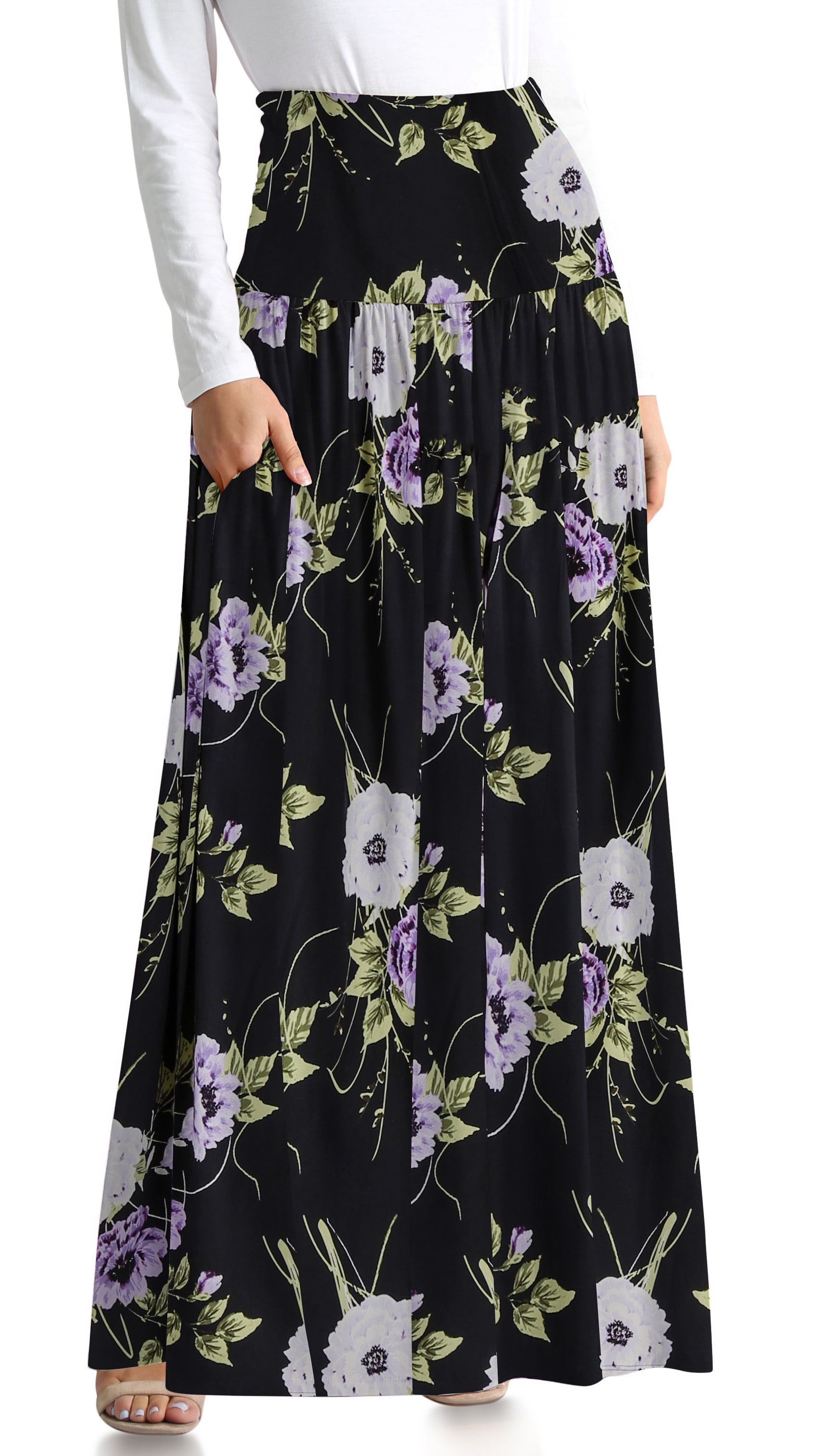 Simlu - Simlu Womens Long Maxi Skirt with Pockets Reg and Plus Size ...