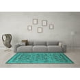 thumbnail image 3 of Ahgly Company Machine Washable Indoor Rectangle Oriental Turquoise Blue Industrial Area Rugs, 5' x 7', 3 of 4