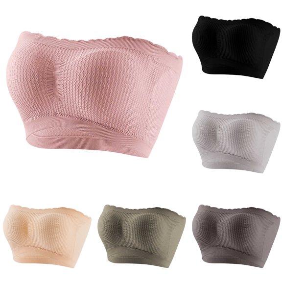 Lixiuxyad Womens Strapless Bras Strappy Bandeau Bikini Top For Summer Wireless Seamless Shaped Tubetop With Slip Inner And Light Support,Green L
