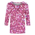 thumbnail image 4 of Plus Size 3/4 Sleeve Tops for Womens Fashion Sequins T Shirts Dressy Casual Loose Tunic Tees Blouse, 4 of 5