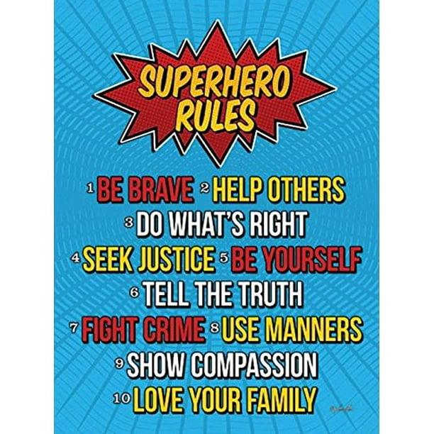 Superhero Rules by Lauren Rader 16x12 Art Print Poster Boys or Girls ...