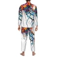 thumbnail image 7 of Salouo Colorful Floral Jellyfish Print Button-Front Long Sleeve Pajama Set for Men, Soft 2Pjs Men's Long Sleeve Sleepwear -X-Large, 7 of 7