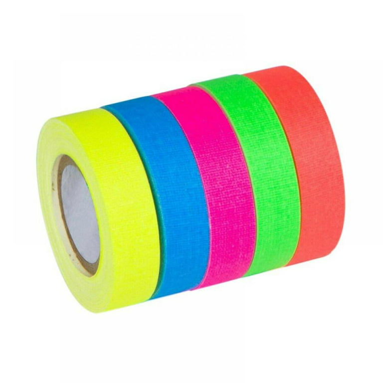 18ft Fluorescent Adhesive Tape Neon Tape - 5Pcs Glow in The Dark Gaffers  Tape Color Pack 0.5 IN Wide - Gaffer Tape Multi Colored Duct Tape Multipack
