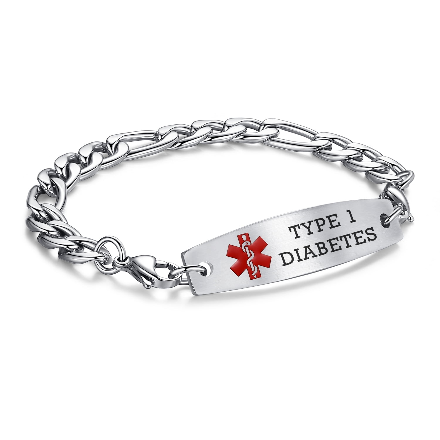 8.5 in Interchangeable medical alert bracelets for men women Stainless steel type 1 diabetes medical bracelets