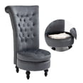 thumbnail image 2 of AVAWING High Back Retro Throne Chair, Velvet Armless Royal Chair w/ Storage, Indoor, Gray, 2 of 8
