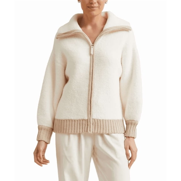 Kashwere Women's Cozy Full-Zip Jacket Cream Small