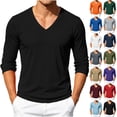thumbnail image 2 of IYTR Men Long Sleeve V Neck Tee Shirts Slim Fit Solid Color Stretchy Soft Tops Fall Daily Casual Pullover (Purple,M), 2 of 10