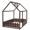 thumbnail image 6 of Leumius Full Size Wood House Bed with Fence & Roof,Montessori Bed Floor Bed with Safety Guardrails for Boys & Girls,Espresso, 6 of 9