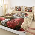 thumbnail image 3 of Homewish Vintage Santa Claus Queen Sheet Sets for Teens, Western Winter Festival Flat Sheet, Merry Christmas Queen Fitted Sheet, Breathable Home Decor, 4 Pieces, 3 of 7