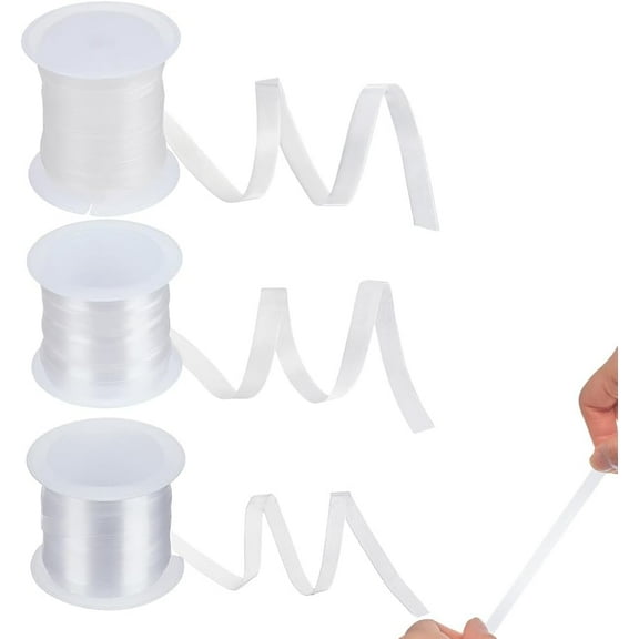 40m/43.74 Yard Clear Elastic Strap (0.23/0.32/0.39 inch) Width Transparent Elastic Band High Flexibility Clear Elastic DIY