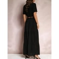 thumbnail image 4 of Women'S 2025 Summer Flowy Boho Maxi Skirt Trendy Slit Elastic High Waist A Line Beach Long Skirts Black S, 4 of 5