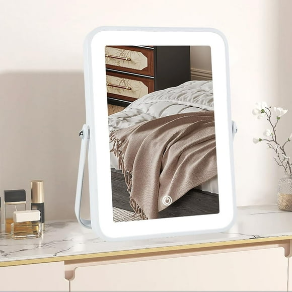 Espejo de maquillaje YEKKOPT recargable con luces de 8 x 10 pulgadas