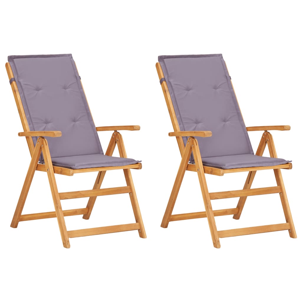 vidaXL Outdoor Recliner Chairs 2 Pcs Patio Reclining Chair Solid Wood Acacia - image 2 of 11