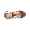 thumbnail image 4 of BLISSFUL STEP Chaussures pour Femmes Sandales Habillées à Bride en T à Talon Chaton Embossé avec Fermeture à Boucle à Bout Ouvert Brun 7,5, 4 of 7